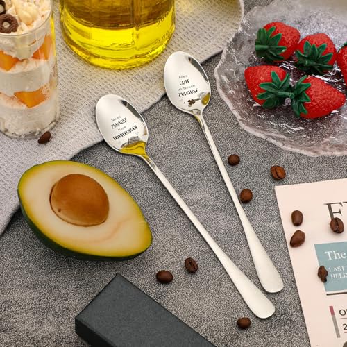 BOARDFEB Einzugsgeschenke Wohnung, 2 Stück Löffel mit Gravur 19,6 cm Kaffeelöffel Einzugsgeschenke Haus Geschenk zum Einzug Neues Zuhause Neues Haus Geschenk
