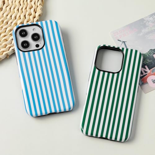 Coque iPhone 15 Pro Max vert rayures en TPU rigide antichoc