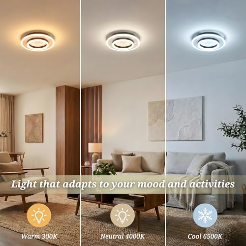 Image of LED Ceiling Light | 50 Watts | >95 CRI Eye Comfort Lighting | 3-Color Mode Anti-Glare Panel for Living Room, Bedroom & Office (Round Ceiling Light)