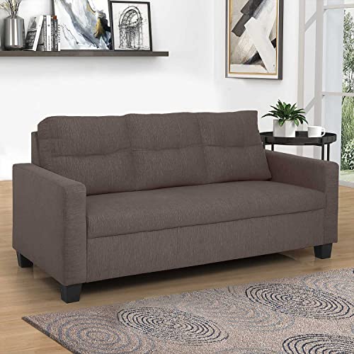 Image of Duroflex Ease - 5 Seater Sofa, 3+1+1 Sofa Set | Premium Fabric, High Comfort Foam, Durable Termite-Resistant Wooden Frame & Easy Maintenance | 3-Year Warranty - Saddle Brown