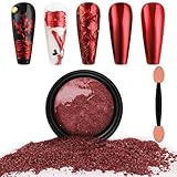 Artdone Chrome Nail Powder,Red Iridescent Aurora Powder Metallic Mirror Effect Pigment Pearlescent Mermaid Pigment Pearl Glitter Dust Kit, Nail Art Decoration, Resin Craft