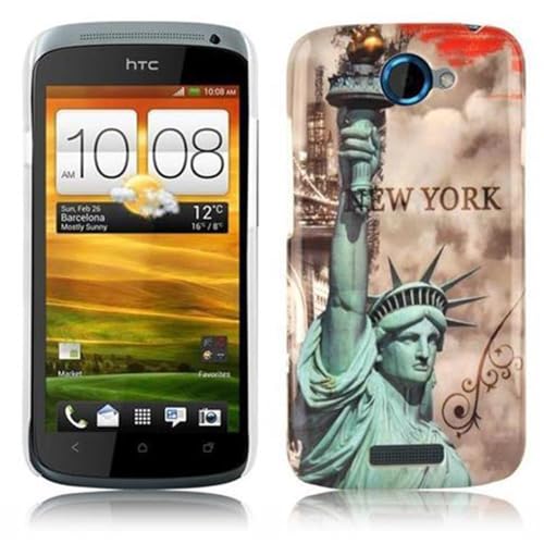 cadorabo - Etui Coque Rigide > HTC One S < – Case Cover Bumper Design: Statue DE LA Liberte