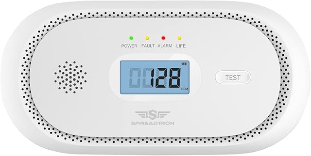Spreadtron Carbon Monoxide Alarm Detector, LCD Digital Display CO Alarm Detector Conforms to EN 50291 Standard with Peak Value Memory