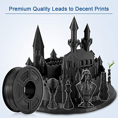 Filamento PLA 1,75 mm, Filamento PLA para impresora 3D, Filamento PLA 1 KG (2,2 lb) PLA Negro