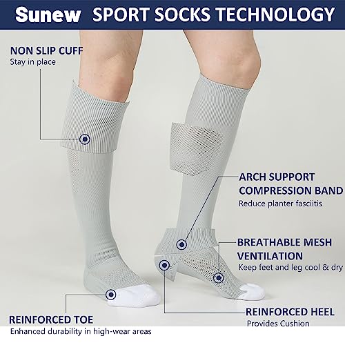 Sunew Soccer Baseball Socks, 2/3 Pack Multi-Sport Athletic Softball Football Volleyball Socks for Youth Adult 4 Size3
