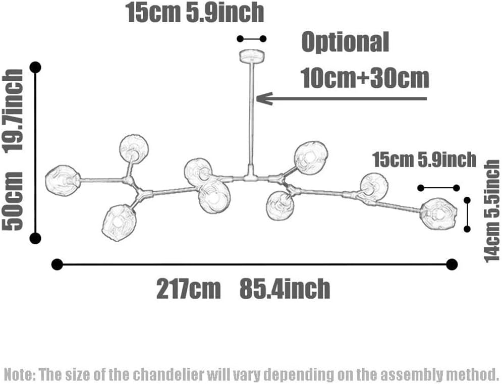 Sputnik Chandelier 5 Lights Modern Gold Brass Ceiling Light Fixture Industrial Vintage Adjustable Pendant Lighting Fixture for Bedroom Living Foyer,Transparent Color,9 Lights