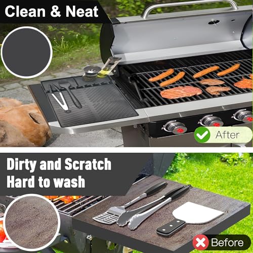 Silicone Griddle Tools Mat for Blackstone, Silicone Mat Spatula Mat with Drip Pad, Silicone Grill Side Shelf Mat for Blackstone, Silicone Utensil Rest/Holder for BBQ Tools (Black 1 Pack)