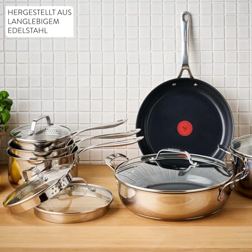 Tefal Jamie Oliver Direct Cook Frying Pan Set 24, 28 cm, Stainless Steel, Ceramic Non-Stick Coating + Pan Protector, H8802S34 - Image 4