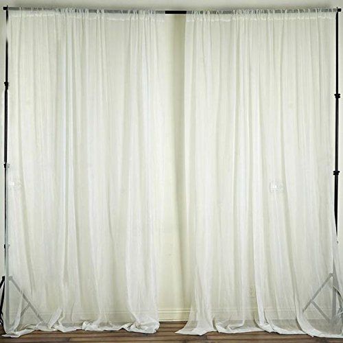 Efavormart 10FT Fire Retardant Ivory Sheer Voil Curtain Panel Backdrop for Window Wall Decoration - Premium Collection