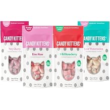 Candy Kitten Vegan Sweets CORE Selection 4 x 140g Wild Strawberry Sour Watermelon Very Cherry & Eton Mess Perfect Vegan Gifts Bulk Bags Naturally Flavoured With Fruit Juice by Zamfoods 4 Mix