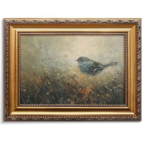SQGGZH Vintage Gold Framed Wall Art, Retro Neutral Spring Bird Print, Earthy Summer Painting, Beige Farmhouse Decor, Muted French Country Wall Art, Vintage Home Decor Animals Artwork Prints Wall Decor for Bedroom, Kitchen, Living Room or Office - 9"x12"