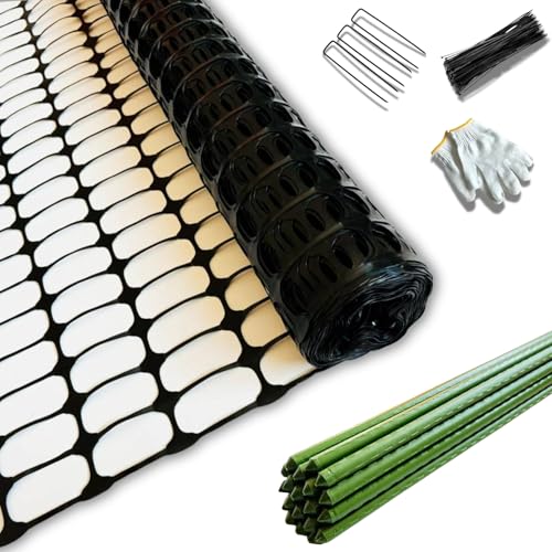 PotatoLife 40" x100',Black,Temporary Plastic Construction Fence with Stakes