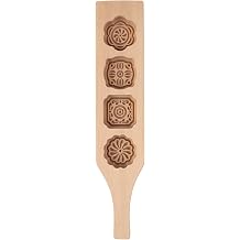 MoonCake Mold Chinese Traditional Mid Autumn Festival Moon Cake Mold Wooden Handmade Stamps for Maamoul, Mooncakes, Date Cookies, Shortbread & Filled Pastries A
