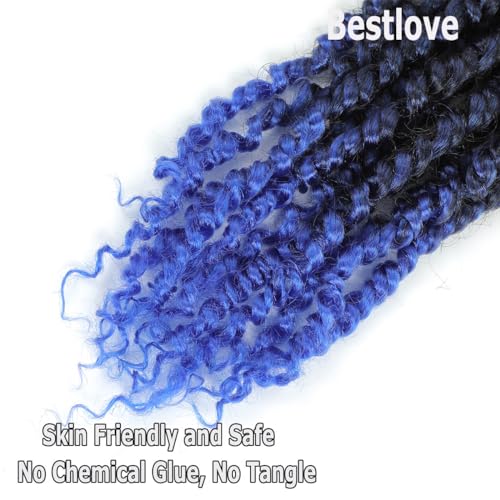Bestlove Passion Twist Curly Crochet Braids Braiding Hair 14in T1B/Blue — view 5