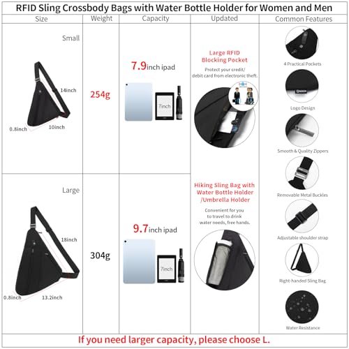 Image of OSOCE Crossbody Sling Bag, Water-Resistant Anti Theft Chest Pack, Minimalist Commuter Daypack for Travel Hiking Work