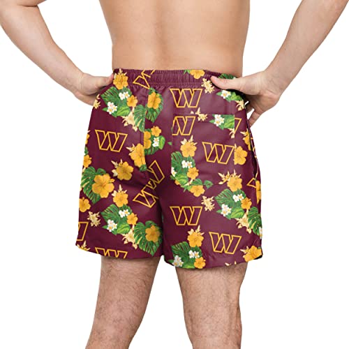 Image of FOCO NFL Mens NFL Team Logo Floral Hawaiian Swim Suit Trunks