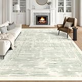 BLISSA 8x10 Area Rugs for Living Room - Soft Large Washable Geometric Sage Green Lines Borderd Modern Abstract Bedroom Rug Striped Contemporary Carpet for Nursery Dining Room Home Office Decor