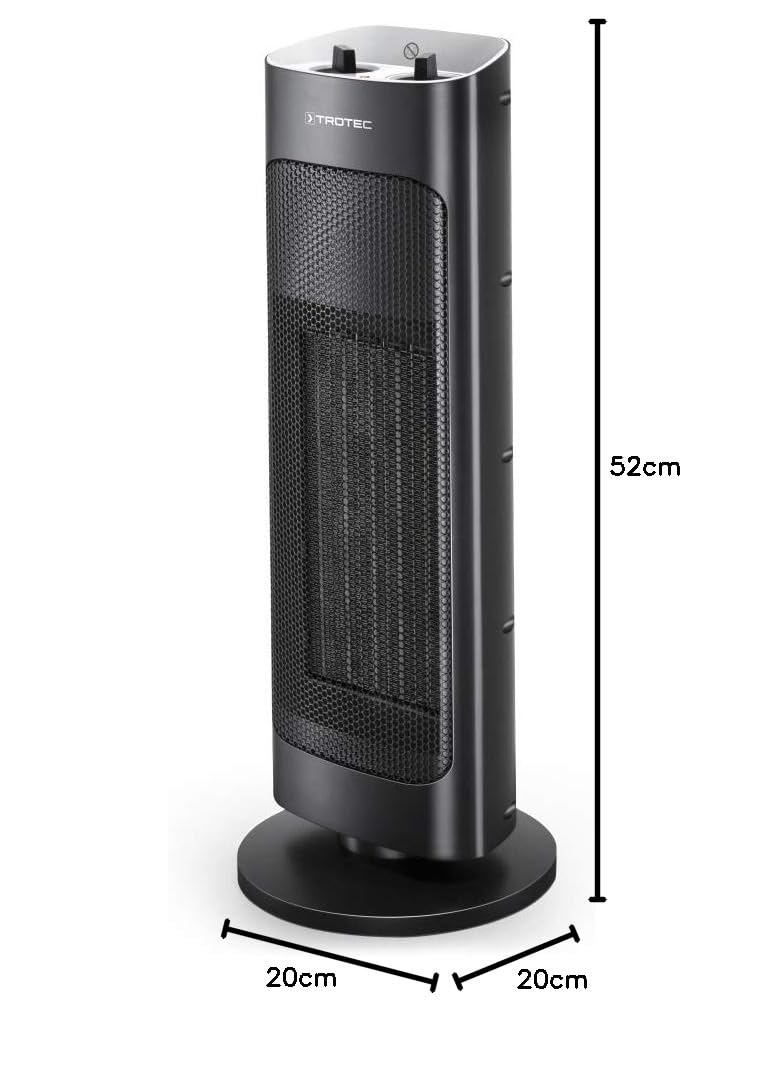 TROTEC Termoventilatore in ceramica TFC 20 E con 2 livelli di riscaldamento (1.000 W/2.000 W), oscillazione a 80°