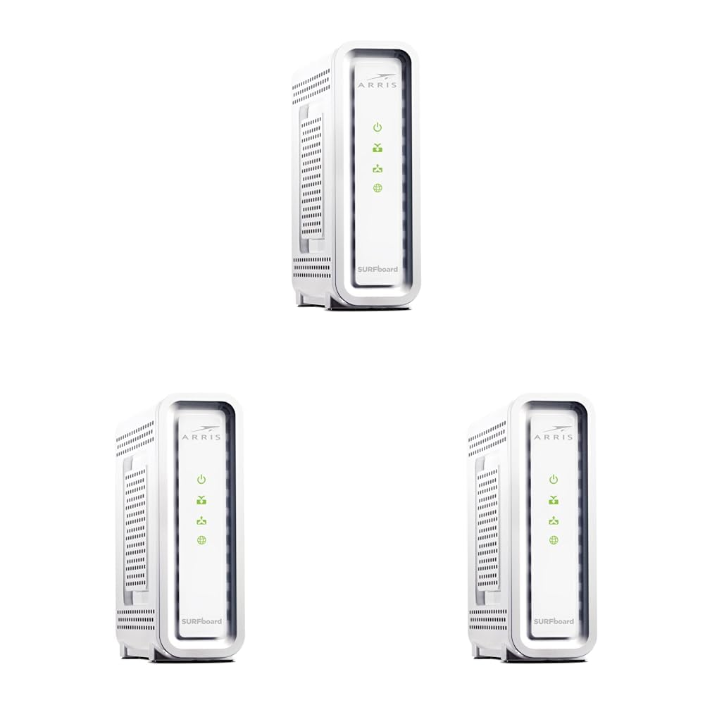 ARRIS Surfboard SB8200 DOCSIS 3.1 Multi‑Gig Cable Modem | 2-1Gbps Ethernet Ports | Works with Xfinity,Cox,Spectrum-| for Cable Internet Plans up to 2Gbps-| Modem Only,Router Required,(Pack of 3)