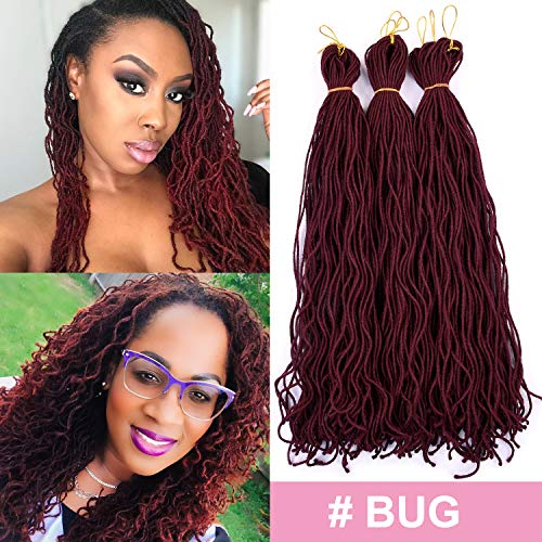 Silike Micro Curly Sister Lock Crochet Braids 20 Inch (30 Roots/Bundle,9 Bundles) Natural Twist Faux Lock Crochet Braiding Hair Extension For Women (Burgundy)