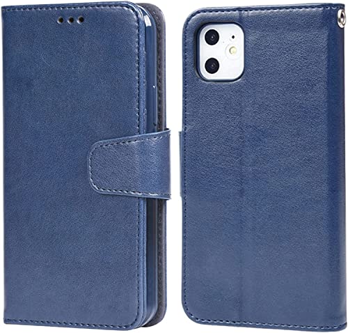 Étui portefeuille iPhone 13 en cuir bleu avec fentes cartes