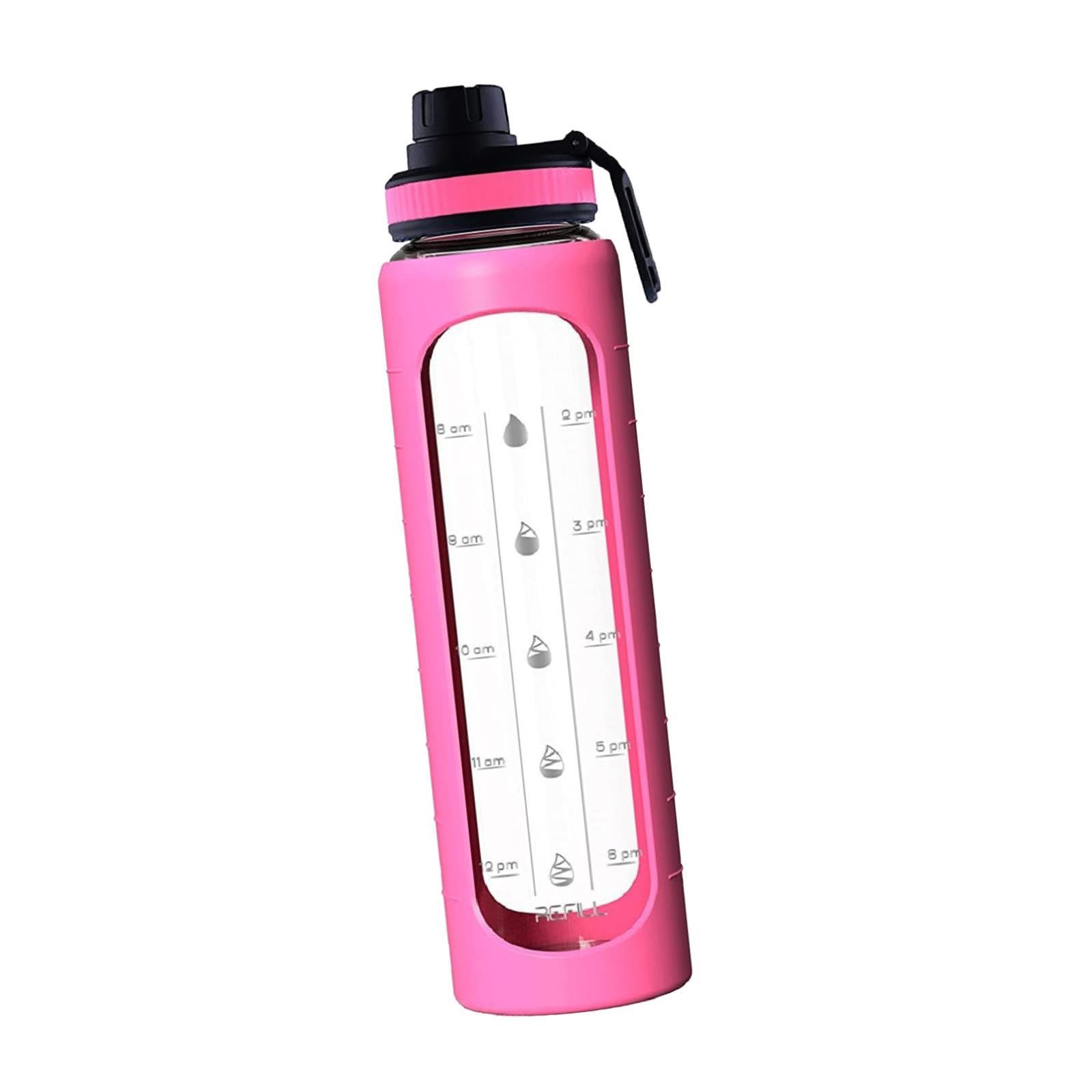 Botella Deportiva Vaso de Vidrio para Hidratación con Tapa Marca de Protector Silicona Mango Cómodo Adecuada para Ejercicio Bicicleta Desplazam