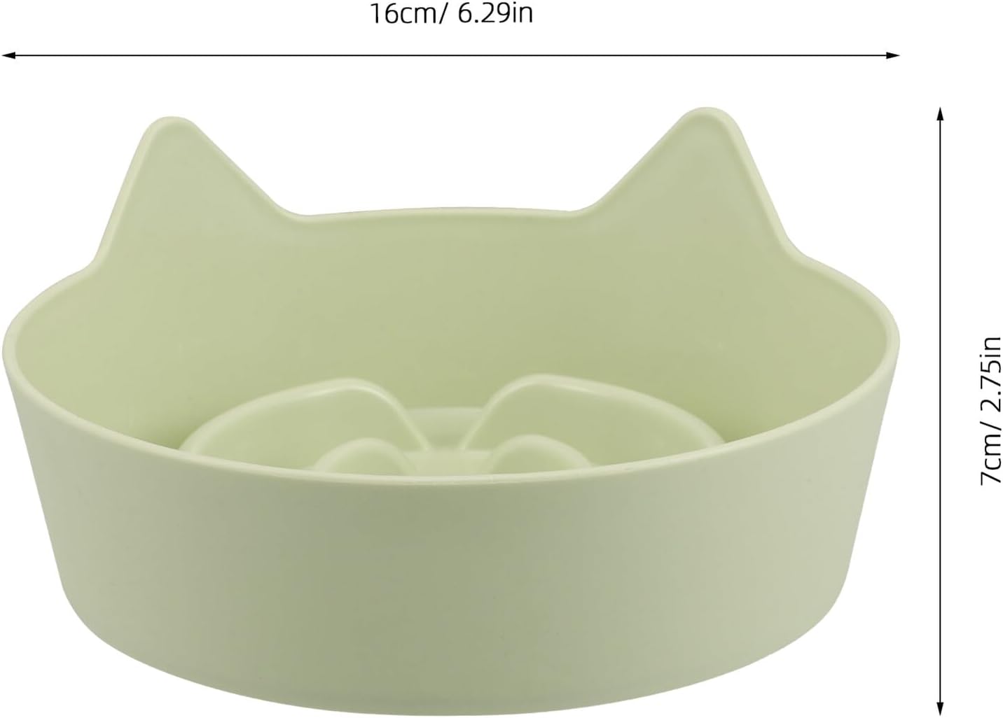 GANAZONO Slow Feed Cat Bowl Non-Slip Green Candy Color Slow Eating Feeder with Cat Ear Design Shallow Kitten Food Dish and Small Pets
