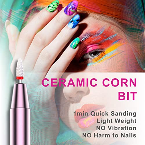 Xoali Elektrische Nagelfräser 25000 U/min, 12 in 1 Nagelfeile Maniküreset, USB Polierwerkzeuge Nagelknipser Set, Keramischer Nagelbohrer, Maniküre und Pediküre Kit für Heim- und Salongebrauch (Rosa)