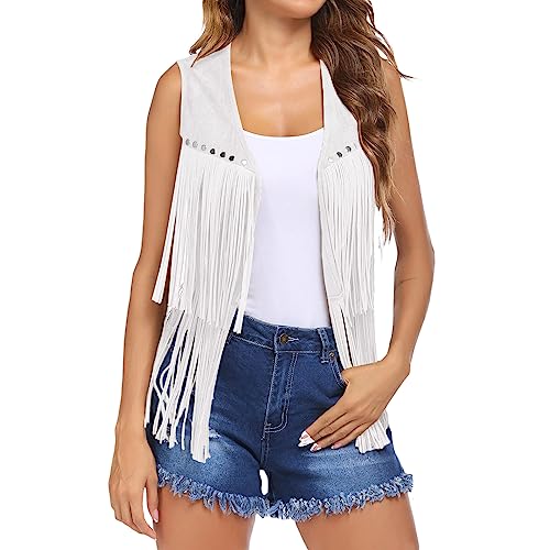 Chaqueta hippie de los años 70 con borlas para festivales de verano