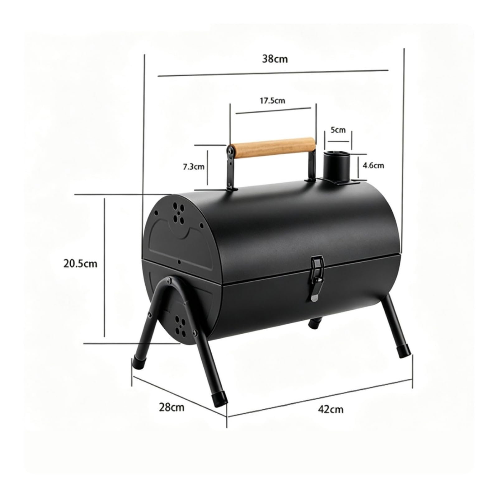 MERIGLARE Parrilla Carbón Portátil Ventilado Barbacoa con Tapa Abisagrada Seguro Parrilla con Bandeja Carbón para Patio Trasero, Reuniones Al Libre