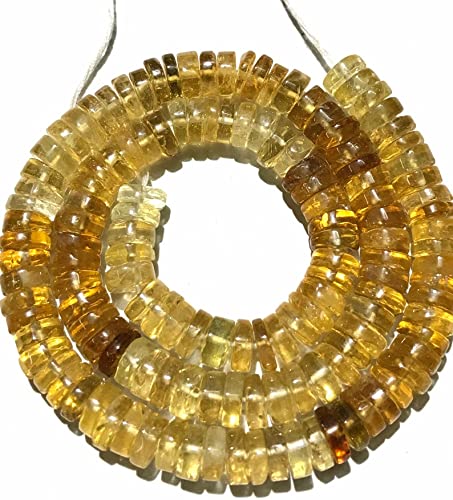 Perles lisses en citrine naturelle 8mm pour création de colliers et bracelets