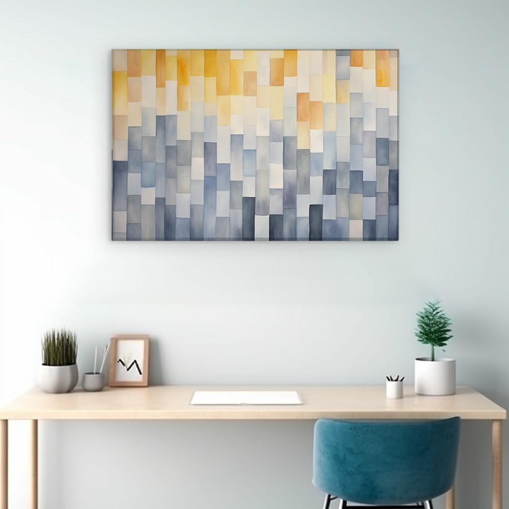 Canvas for Living room. Abstract Harmony: Geometric Grace in Watercolor Serenity, 27 x 18 inch Canvas Wall Art - Contemporary Masterpieces - Modern Home Decor