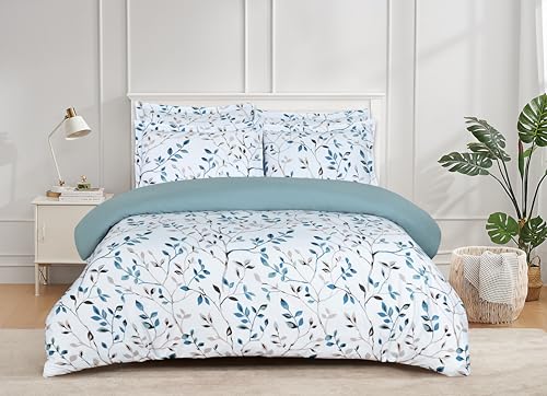 Majestic Giftware Madison Linen 6 Pcs King Size Bedding Set (BL506-K) | Forest Ferns 300 TC Cotton Sateen Durable & Washable | 1 Fitted Sheet, 1 Duvet, 4 Pillowcases- Lux Collection