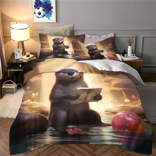 Housse de Couette Singe Mignon Hypoallergique Douce Parure de Lit 200x200