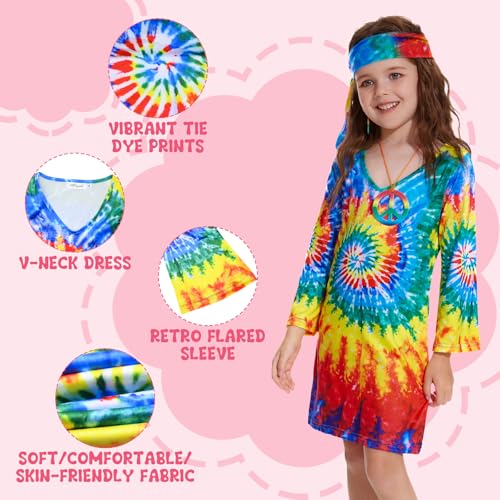 Vestido Hippie 70s para Niñas 5-14 años miniatura 6