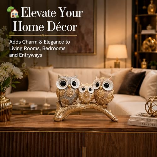 Image of ARMONIA Spiritual Three Wise Owl Showpiece for Good Luck, 6.6 Inch,Aesthetic Owls Showpiece, Feng Shui & Vastu Figurine,Evil Eye Protection,Home Decor for Living Room, Office Table & Best Gift Item