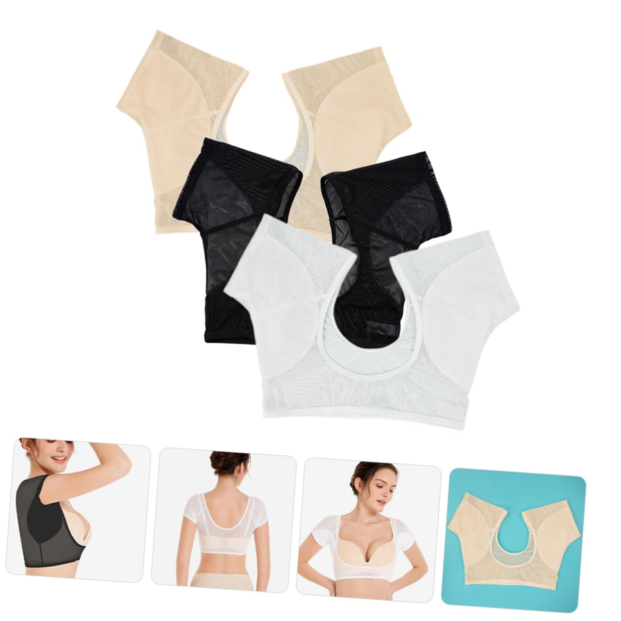 COLLBATH Underarm Sweat Vest Breathable Underarm Sweat Pad Vest Short Shirt Ladies Washable Armpit