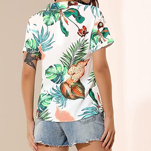 Sommar- och vårblad tryckt toppskjorta för kvinnor med korta ärmar utomhus, ultramjuk avslappnad t-shirt vit leopard