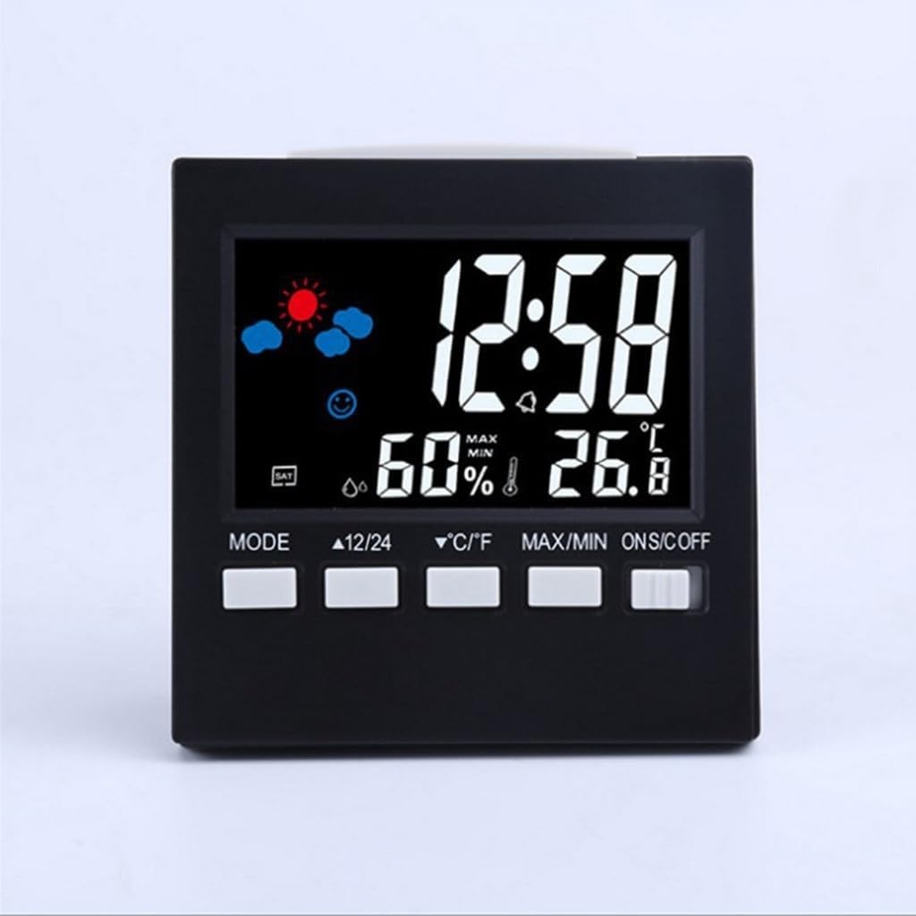 Mini Multifunctional Calendar LED Backlight Temperature Humidity Voice-Controlled Weather Clock
