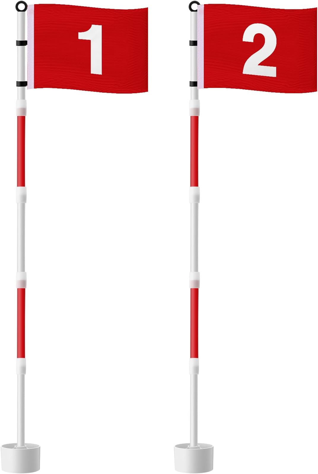 Threehoney Golf Flagstick 6ft, Golf Pin Flag Hole Cup Set Putting Green Flags and Poles Numbered Golf Flags for Driving Range Backyard, Portable 5 Section Design for Golf Practice, Gift Idea