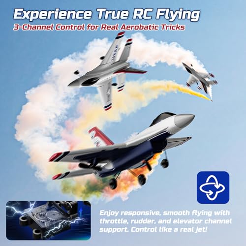 Image of DEERC F16 Thunderbirds RC Plane,3CH Remote Control Airplane Fighter Toys