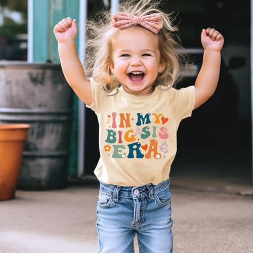 Promoted to Big Sister Shirts for Girls in My Big Sister Era Graphic T-Shirt Toddler Baby Girls Announcement for Girls4
