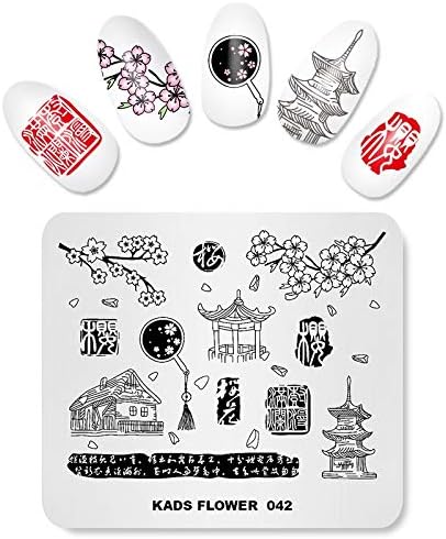 KADS Placa de estampado de uñas estilo chino Plantilla de flores de diseño de imágenes para decoración de uñas y arte de uñas DIY (FL042)