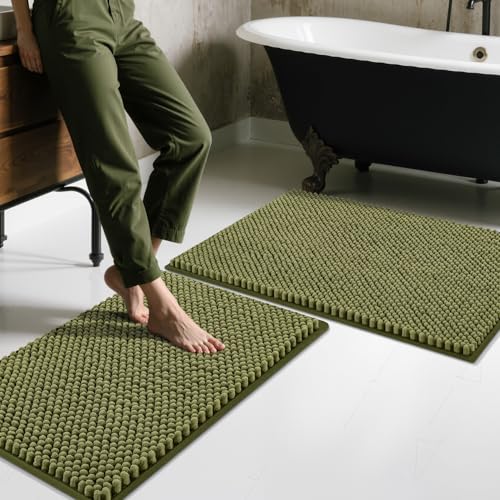 BSICPRO Bathroom Rugs Set 2 Piece-Chenille Bath Mats Non Slip-Thick