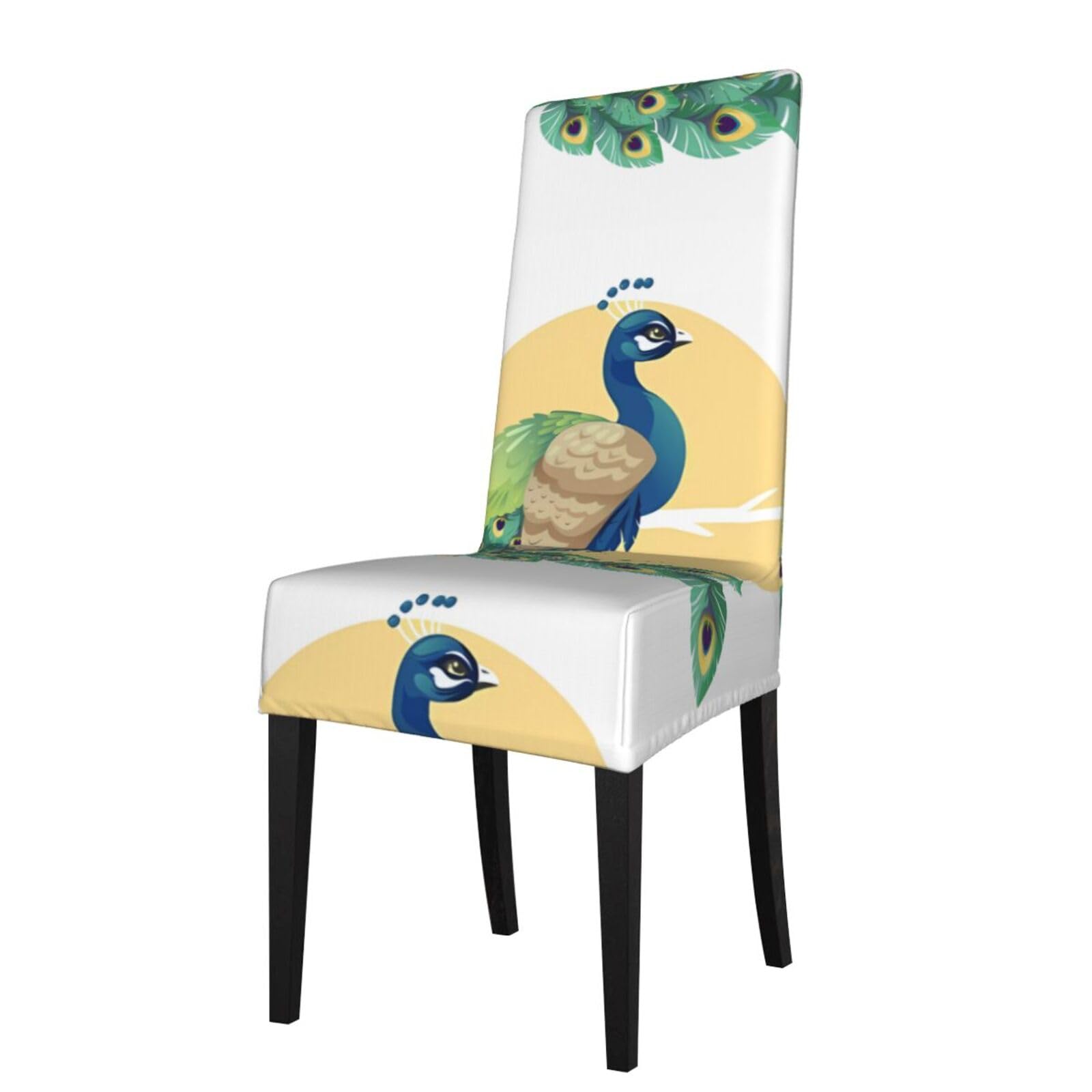 WHJDPP Beautiful peacock Prints Protection Cover for Dining Chair - Stretchy Seat Throw Covers, Wrinkle-Free & Easy Care for Hotel, Wedding & Home Dining Chairs