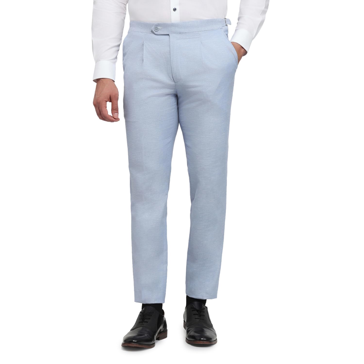 park avenue Men Slim Fit Solid Pattern Polyester Blend Single Pleat Formal Trouser-picture-13