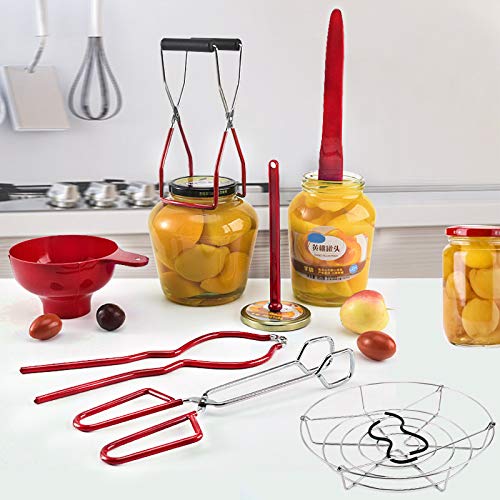 Miniatura 6 de Zoofen Kit de enlatado de 6 piezas de suministros para conservas para el hogar, incluye embudo para boca ancha, elevador de tarros, llave para