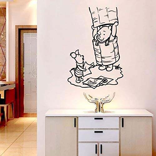 Cute Winnie The Pooh And Piglet Pooh Bear Pooh Playing Bestfriends Silhouette Vinyl Sticker Wall Art Decoration Decal For Kids Baby Girl Baby Boy Room Home Room Wall Sticker Decal Size (20x20 inch)