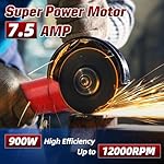Angle Grinder, 7.5-Amp 4 1/2 inch Electric Grinder Power Tools 12000 RPM with Cutting and Grinding Wheels, Flap Disc and Auxiliary Handle for Cutting, Grinding, Polishing - Image 2