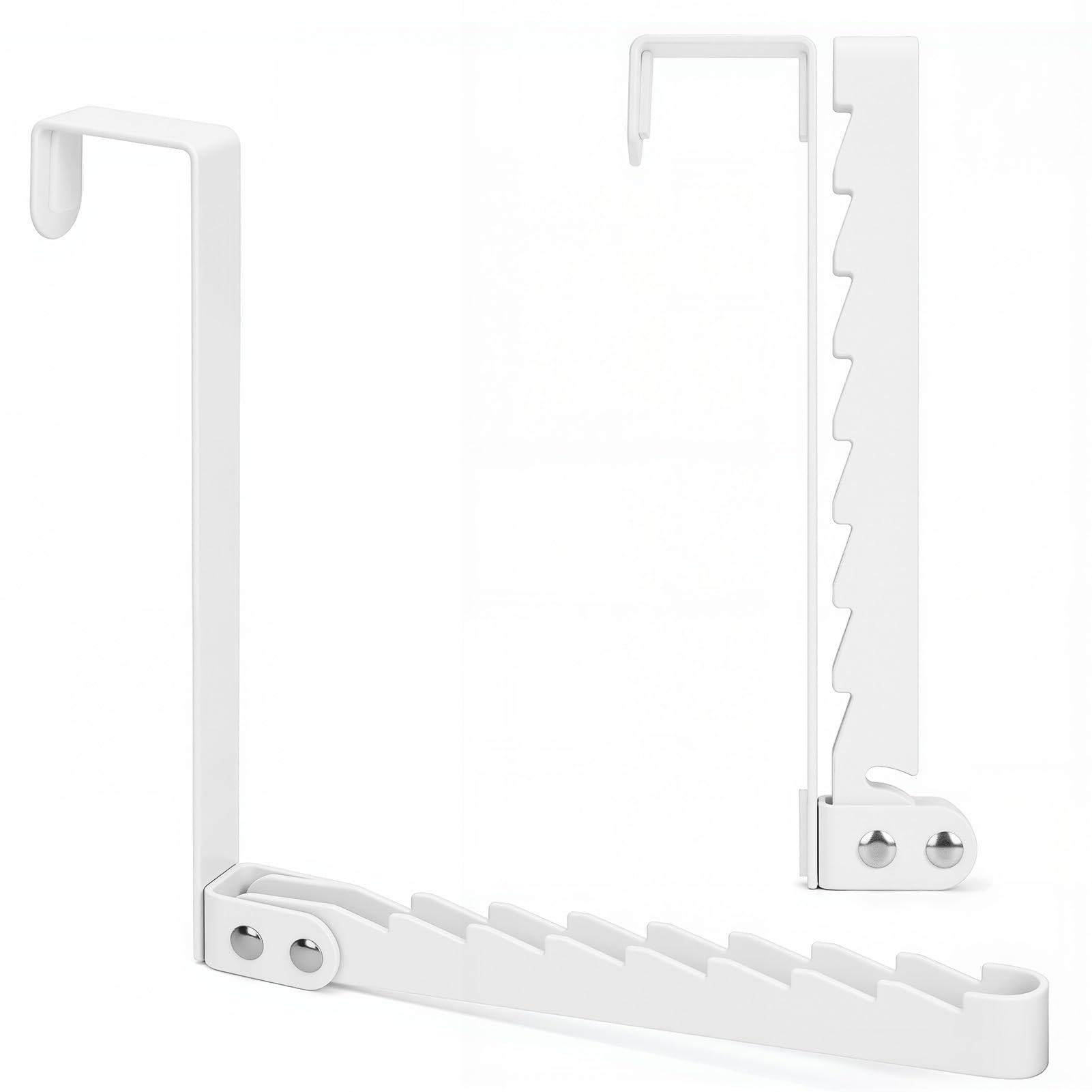 FYY Over The Door Hooks Hanger, 1 Pack Collapsible Folding Over Door Clothes Drying Rack Space Saving Laundry Hanging Storage Hook for Clothing, Coats, Towels for Bedroom Bathroom White Long: 7.92 inch 1 Pack White